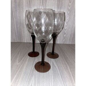 Lot of 3 Vintage Amethyst Twisted Stem 6oz Wine Cordial Glasses